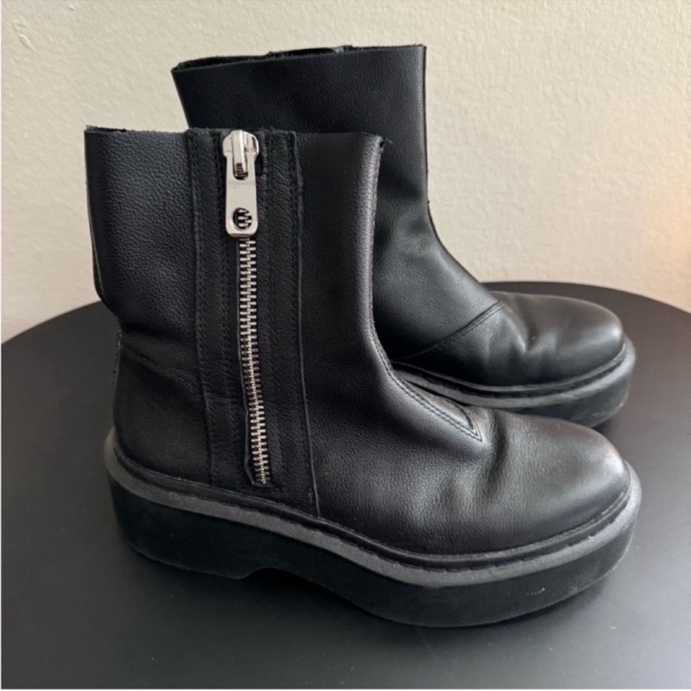 Zara Black Leather Ankle Boots US 6